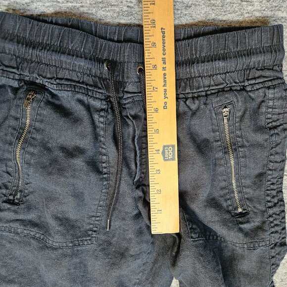 ATHLETA Cabo Linen Joggers Pant Black Chambray Size 0 Lightweight Drawstring - Picture 9 of 9